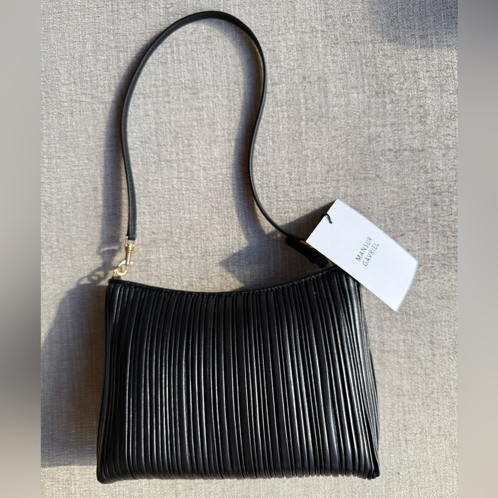 Mansur Gavriel Elegant Black Pleated leather Shoulder Bag